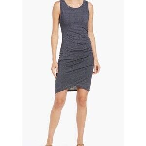 Treasure & Bond Ruched Sleeveless Knit Dress Gray Medium